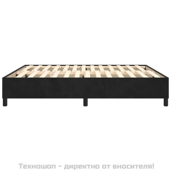 Рамка за легло с пружини, черна, 160x200 см, кадифе