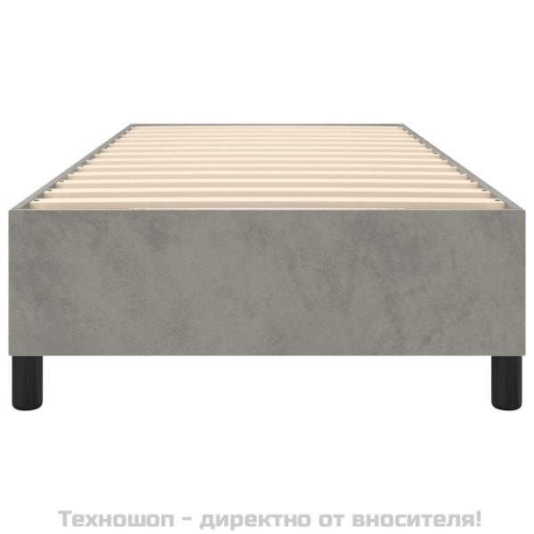 Рамка за легло с пружини, светлосива, 90x190 см, кадифе