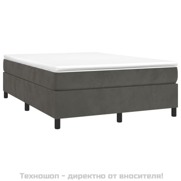 Рамка за легло с пружини, тъмносива, 140x190 см, кадифе