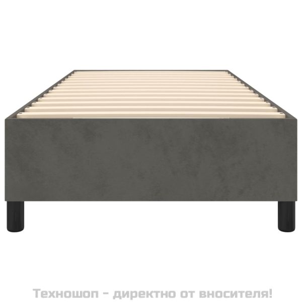 Рамка за легло с пружини, тъмносива, 90x200 см, кадифе