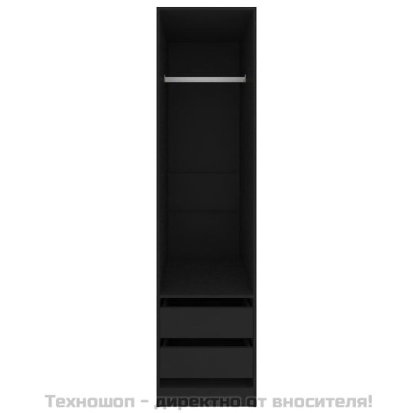 Гардероб с чекмеджета, черен, 50x50x200 см, ПДЧ