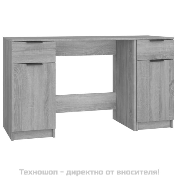 Бюро със страничен шкаф, Сива сонома, инженерна дървесина