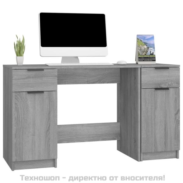 Бюро със страничен шкаф, Сива сонома, инженерна дървесина