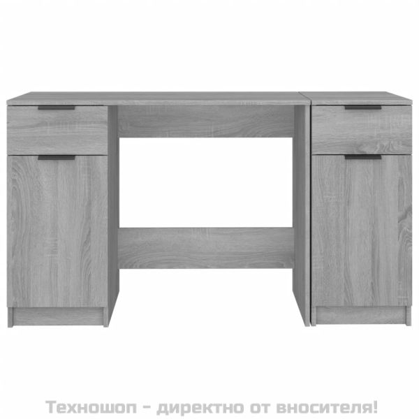 Бюро със страничен шкаф, Сива сонома, инженерна дървесина