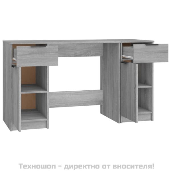 Бюро със страничен шкаф, Сива сонома, инженерна дървесина