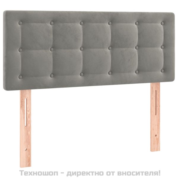 Боксспринг легло с матрак, светлосиво, 80x200 см, кадифе