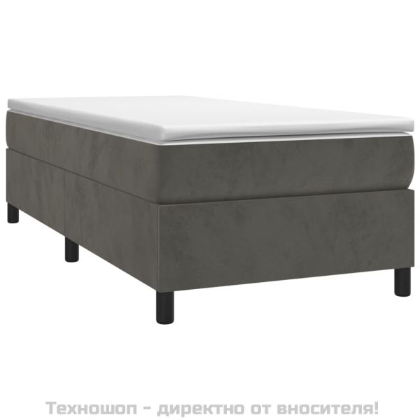 Рамка за легло с пружини, тъмносива, 100x200 см, кадифе