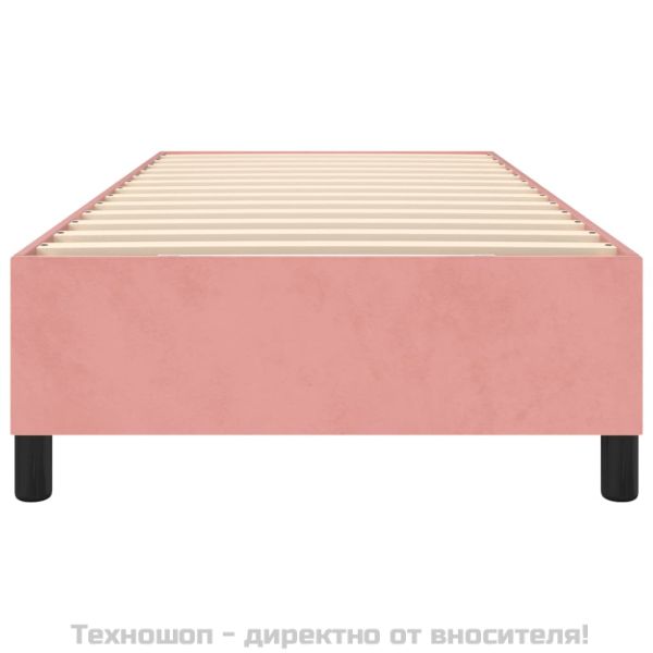 Рамка за легло с пружини, розова, 90x200 см, кадифе
