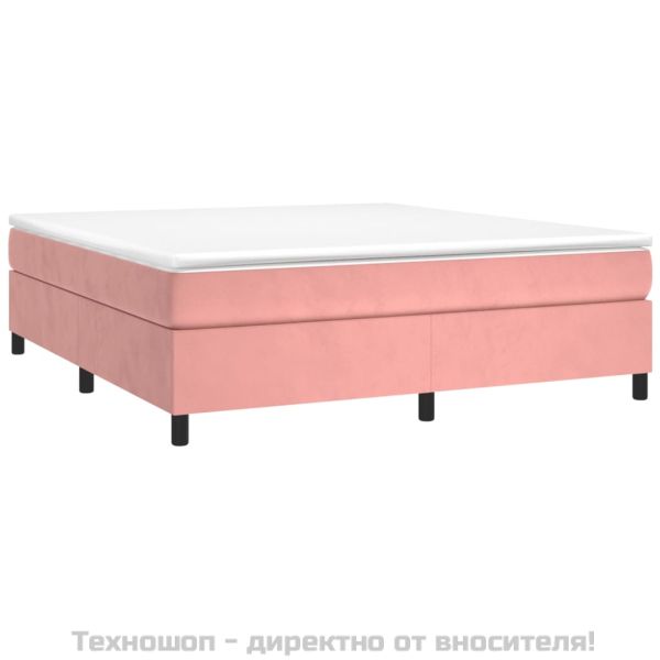 Рамка за легло с пружини, розова, 160x200 см, кадифе