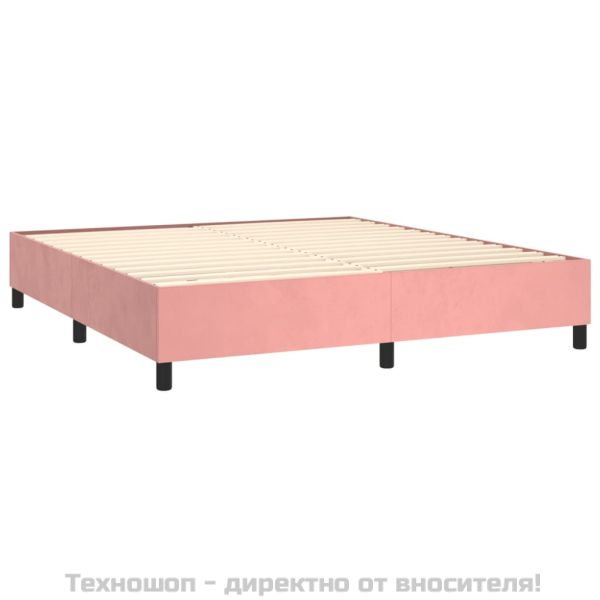 Рамка за легло с пружини, розова, 160x200 см, кадифе