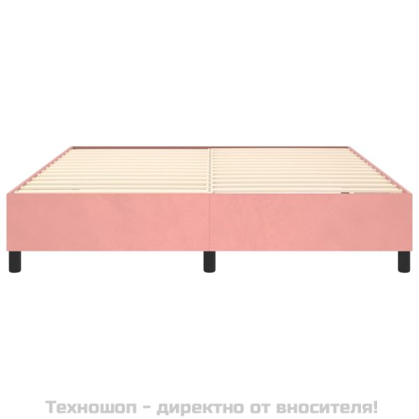 Рамка за легло с пружини, розова, 160x200 см, кадифе