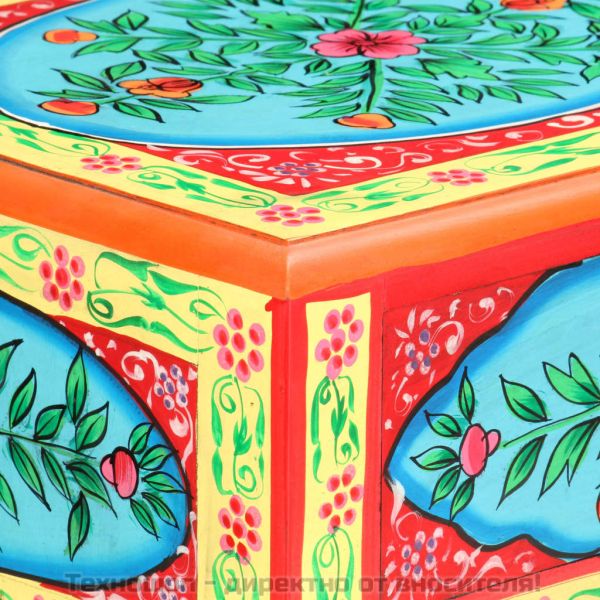Ръчно рисувана конзолна маса, 80x35x75 cм, мангово дърво масив