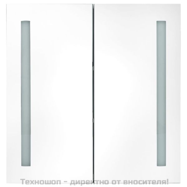 LED шкаф с огледало за баня, бяло и цвят дъб, 62x14x60 см