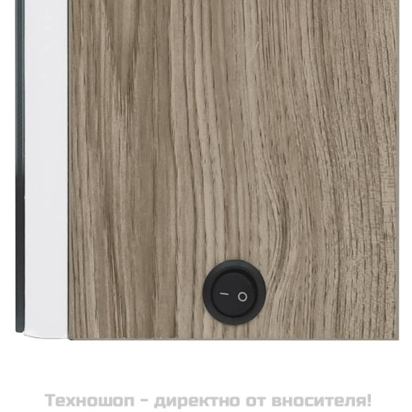 LED шкаф с огледало за баня, бяло и цвят дъб, 62x14x60 см