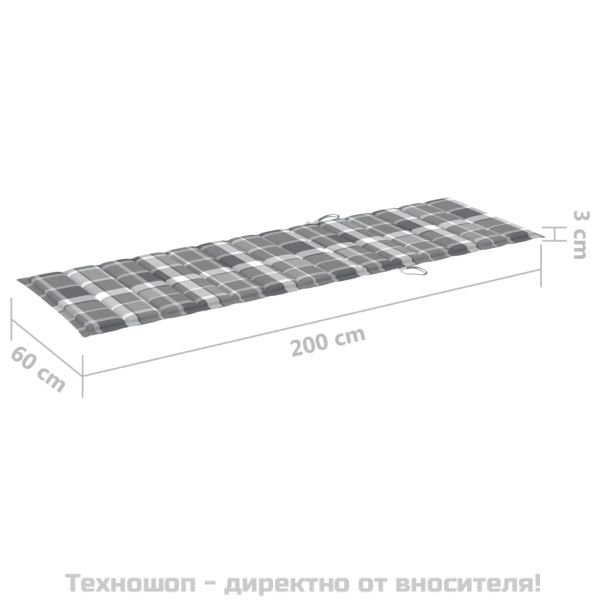 Градински шезлонг с шалте, сив, акациево дърво масив