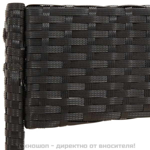Градински лаундж комплект с възглавници 4 части черен полиратан