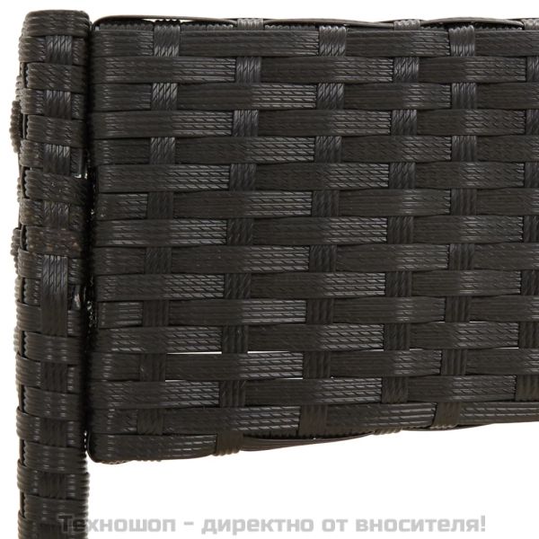 Градински лаундж комплект с възглавници 4 части черен полиратан