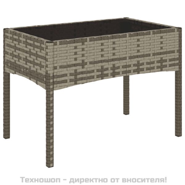 Градински лаундж комплект с възглавници 4 части сив полиратан