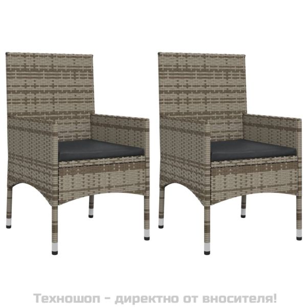 Градински лаундж комплект с възглавници 4 части сив полиратан