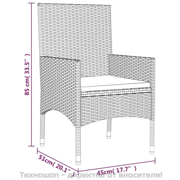 Градински лаундж комплект с възглавници 4 части сив полиратан