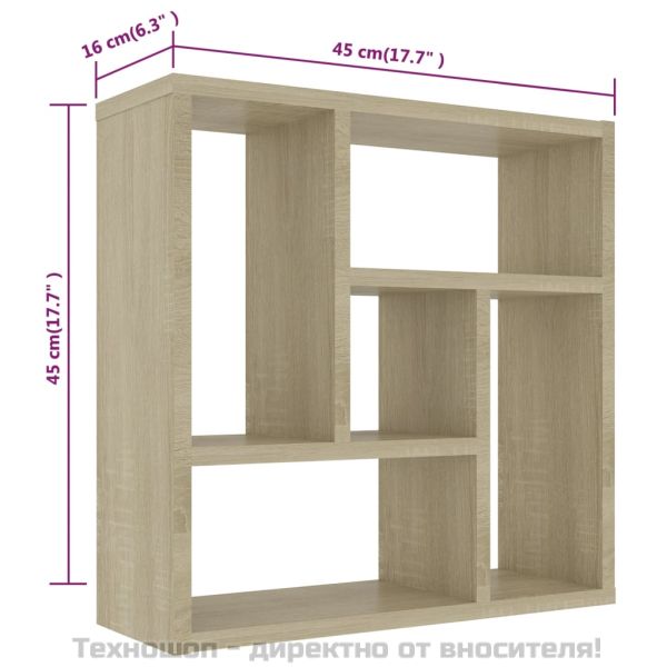 Стенен рафт, дъб сонома, 45x16x45 см, инженерно дърво