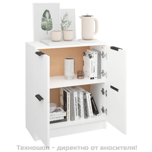 Сайдборд, бял, 60x30x70 см, инженерно дърво