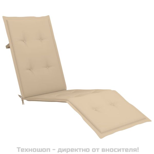 Градински шезлонг, подложка за крака, възглавница, акация масив