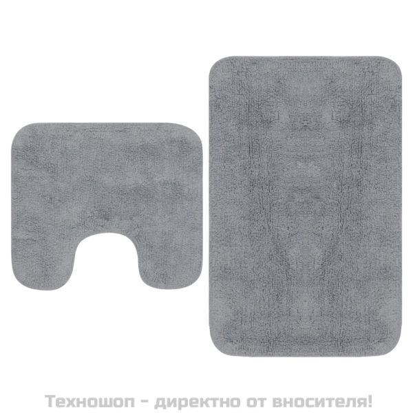 Комплект постелки за баня, 2 бр, текстил, сиви