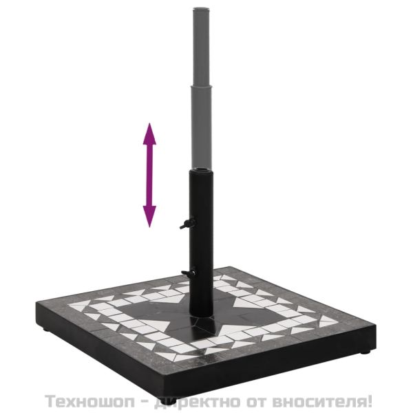 Основа за чадър, черно и бяло, квадратна, 12 кг