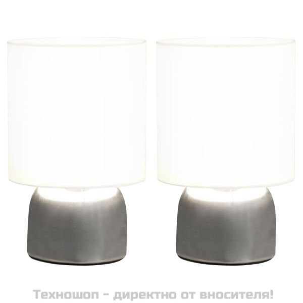 Настолни лампи, 2 бр, сензорен бутон, бели, E14