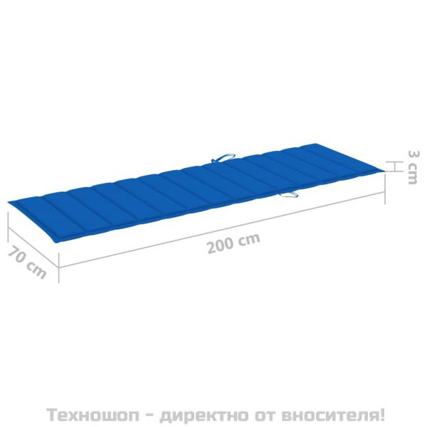 Шалте за шезлонг, кралско синьо, 200x70x3 см, Оксфорд плат
