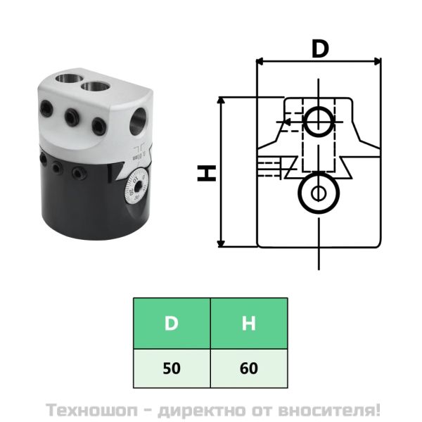 F1-12 50 мм разстъргваща глава с MT2-M10 опашка за струг фреза