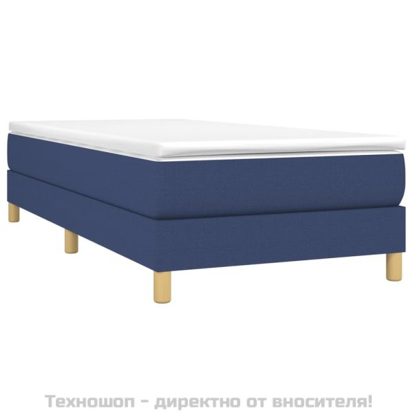 Боксспринг легло с матрак, синя, 90x200 см, плат