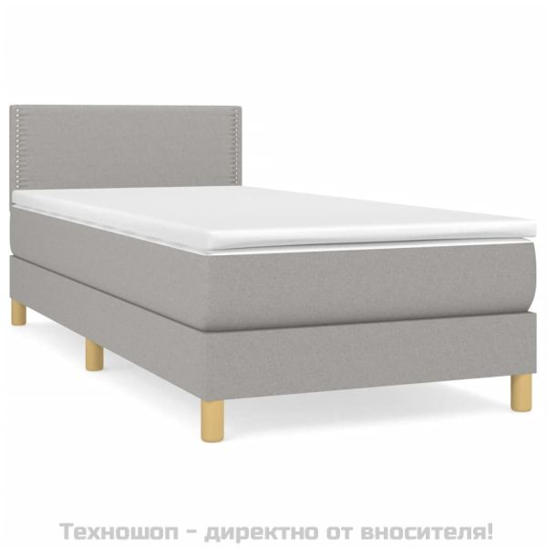 Боксспринг легло с матрак, светлосиво, 90x200 см, плат