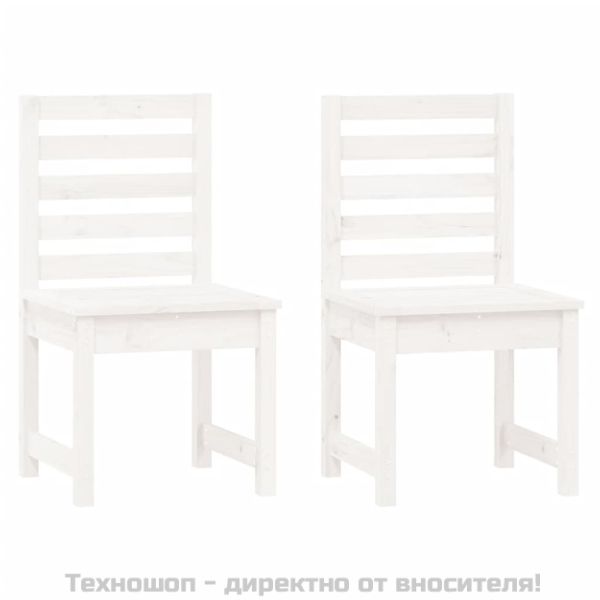 Градински бистро комплект от 3 части, бели, бор масив