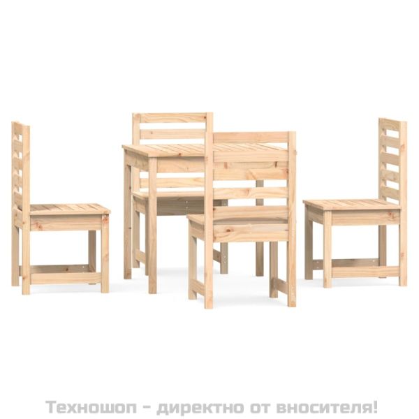 Градински трапезен комплект от 5 части, масивен бор