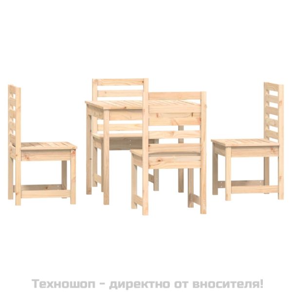 Градински трапезен комплект от 5 части, масивен бор