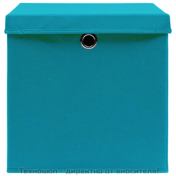 Кутии за съхранение с капаци 10 бр 28x28x28 см бебешко синьо