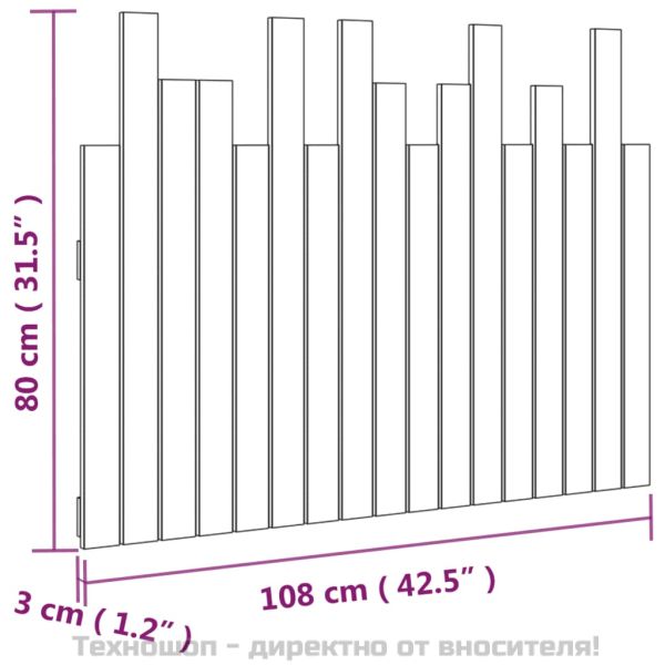 Стенна табла за спалня, меденокафява, 108x3x80 см, бор масив