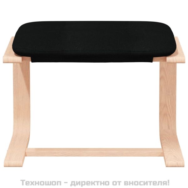 Релаксиращ стол с табуретка, черна, текстил