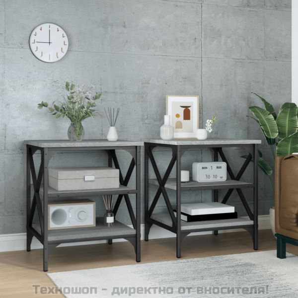 Странични маси, 2 бр, сив сонома, 40x42x50 см, инженерно дърво