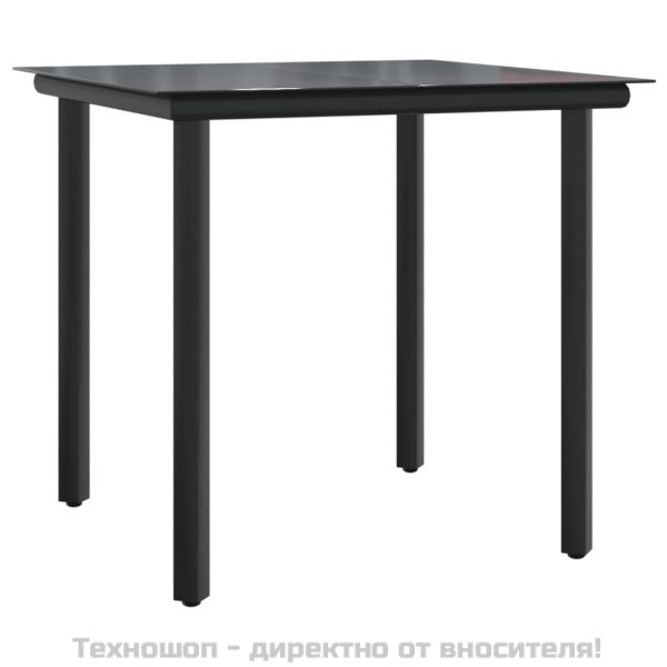 Градински комплект от 3 части с възглавници черни полиратан