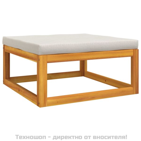 Градински комплект със светлосиви възглавници, 9 части, масив