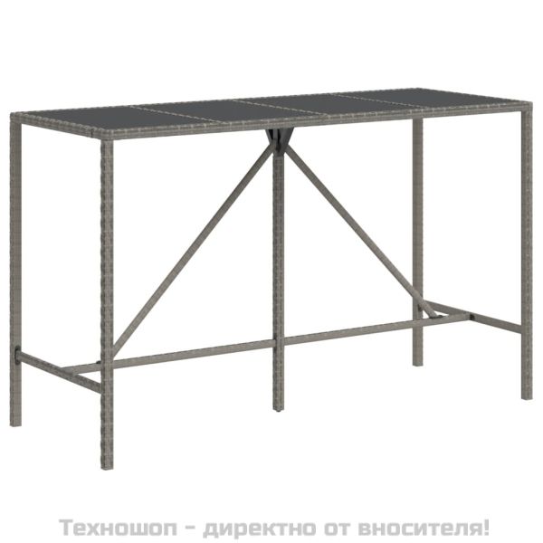 Градински бар комплект 9 части сив полиратан и акация масив