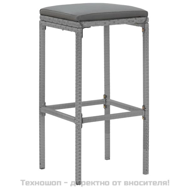 Градински бар комплект с възглавници 11 части сив полиратан