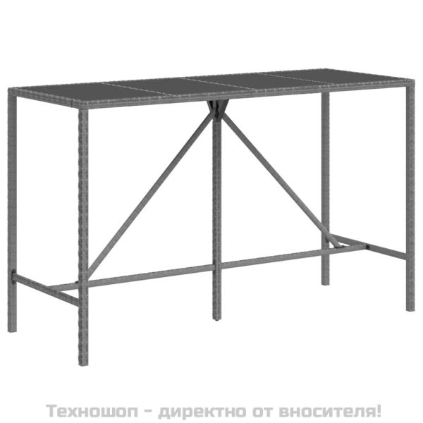 Градински бар комплект с възглавници 9 части сив полиратан