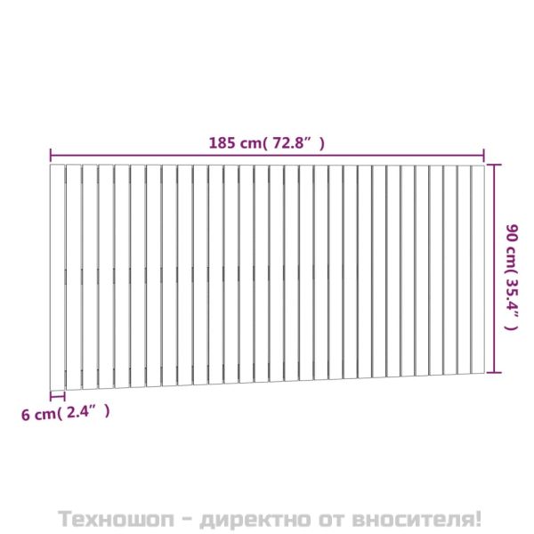 Стенна табла за спалня, черна, 185x3x90 см, борово дърво масив