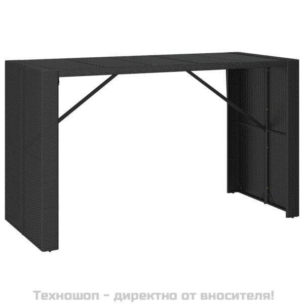 Градински бар комплект с възглавници 9 части черен полиратан