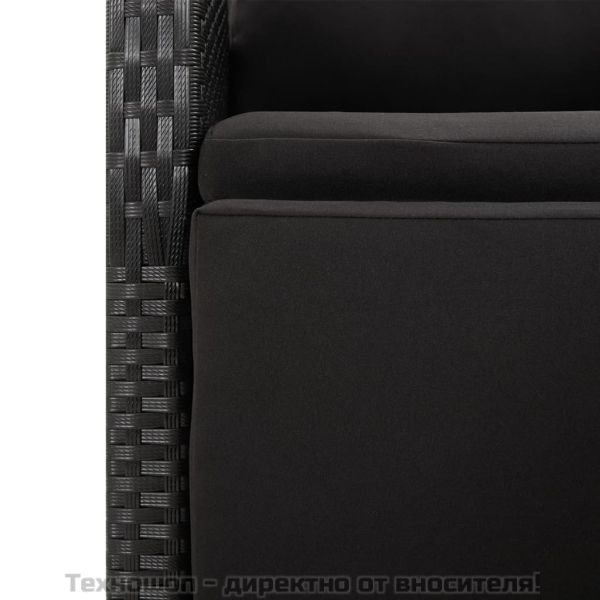 Градински трапезен комплект възглавници 9 части черен полиратан