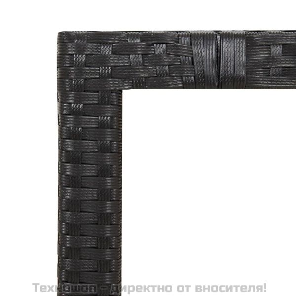 Градински трапезен комплект възглавници 9 части черен полиратан